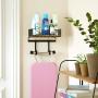 SRIWATANA Ironing Board Hanger Wall Mount, Iron & Ironing Board Holder with Wooden Base