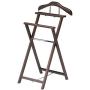 Kings Brand Walnut Finish Solid Wood Suit Valet Rack Stand Organizer