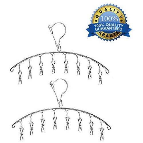 CenYouful Stainless Steel Laundry Drying Rack Windproof Clothes Hanger with 8 Clips for Drying Socks,Drying Towels, Cloth Diapers, Bras, Baby Clothes,Underwear,Hat, Socks Gloves (Set of 2) CenYouful Stainless Steel Laundry Drying Rack Windproof Clothes Hanger with 8 Clips for Drying Socks,Drying Towels, Cloth Diapers, Bras, Baby Clothes,Underwear,Hat, Socks Gloves (Set of 2)