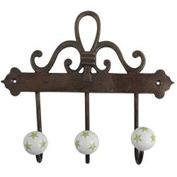 Indianshelf Handmade 1 Artistic Vintage Green Ceramic Star Key Hooks Hangers/Hooks for Hanging Coats