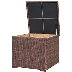 Super Patio Outdoor Patio Storage Box, Brown Wicker Storage Bin Deck Box, 88 Gallon