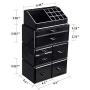 InnSweet Acrylic Cosmetic Organizer Beauty Storage Drawers, Large Makeup Storage Boxes Jewelry Display Cases with 7 Drawers, 4 Piece, Black