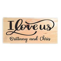 PERSONALIZED I LOVE US, Custom Handcrafted 14 x 7 Wood Sign with Golden Oak Finish, INCLUDES SAW TOOTH HANGER, WEDDING GIFT, RUSTIC COUNTRY DECOR, BIRTHDAY GIFT, by Heartland Country Decor