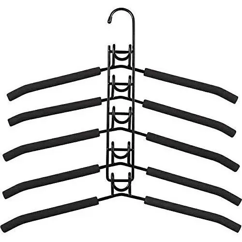 DDSKY 2-Pack 5 in 1 Anti-Slip EVA Metal Clothes Hanger Multi-Layered Clothing Hangers for Hanging Closet Storage Space Saving Organizer