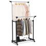 9rit_shop Great Addition Daily Storage Double Adjustable Clothes Hanger with Shoe Rack