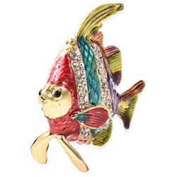 Shop LC Delivering Joy Multi Color Crystal Enameled Goldtone Fish Trinket Jewelry Organizer Boxes Storage