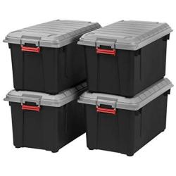 IRIS USA, Inc. SIA-760D 82 Quart Weathertight Storage Box, Store-It-All Utility Tote, Blak/Gray/Red