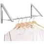 Anjuer Wall Mounted Drying Rack Clothes Hanger Folding Wall Coat Racks Aluminum Home Storage Organiser Space Savers Silver 2 Rakcs with Rod