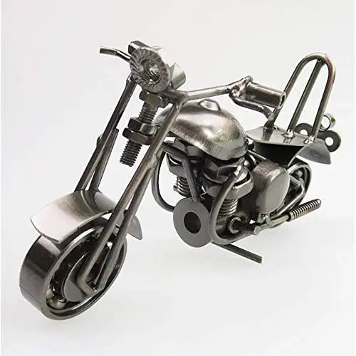 ESSEXX COLLECTION Vintage Handcrafted Iron Motorbike Model with Chainwheel as Collectible Art Sculpture for Motorcycle Lovers, Bronze Tone Metal (Medium Grey-Silver) ESSEXX COLLECTION Vintage Handcrafted Iron Motorbike Model with Chainwheel as Collectible Art Sculpture for Motorcycle Lovers, Bronze Tone Metal (Medium Grey-Silver)