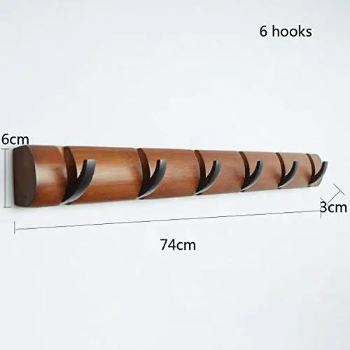 ZYLE Coat Hats Wall Hangers Door Rear Bedroom Coat Hook Creative Clothes Hanger Wall Hooks (Color : Brown 6 Hook)