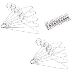 qinglele Hangers Stainless Steel, Strong Metal Wire Hangers,Unique Windproof Design Automatic Locking,10 Pcs 15.7 Inch,+10 Clips