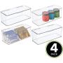 mDesign Stackable Plastic Kitchen Pantry Cabinet/Refrigerator Food Storage Container Bin Boxes with Lid - Organizer for Packets, Snacks, Produce, Pasta - BPA Free - Holds 4.7 Quarts, 4 Pack - Clear