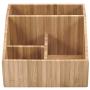 Multi-Use Bamboo Office Product Organizer Compact for Desktop, Holds Notepads, Pens, Pencils, Business Cards, Paper Clips, Stationery Supplies & More