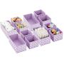 mDesign Soft Stackable Fabric Closet Storage Organizer Holder Boxes - Clear Window, Attached Lid, for Child/Kids Room, Nursery - Polka Dot Print - Set of 12 - Light Purple/White