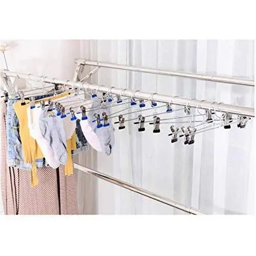 10pcs Stainless Steel Clip Stand Hanger Pants Skirt Kid Clothes Adjustable Pinch Grip Cabide Hangers for Clothes Random Color 10pcs Stainless Steel Clip Stand Hanger Pants Skirt Kid Clothes Adjustable Pinch Grip Cabide Hangers for Clothes Random Color