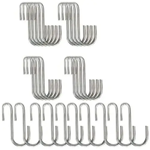 BQKKWIN Heavy Duty S Hooks Black S Shaped Hooks Hanging Hangers Hooks for Kitchen, Bathroom, Bedroom and Office Pan Pot Coat Bag Plants (30 Pack Silver) BQKKWIN Heavy Duty S Hooks Black S Shaped Hooks Hanging Hangers Hooks for Kitchen, Bathroom, Bedroom and Office Pan Pot Coat Bag Plants (30 Pack Silver)