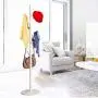 Pokerty DIY Standing Clothes Rack, Wooden Hanger Floor Standing Coat Rack Home Furniture Clothes Round Base Rack Vintage Tree Clothes Rack(White)