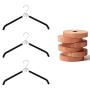 Richard Homewares Hangers Non Slip Velvet - Three Blouse/Coat Hangers with A Handy Hook - Black Felt Hangers - Cedar Blocks for Clothes Storage Pack of Six - Moth Balls