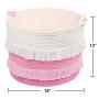 Large Rope Basket ? 16x13 Pink Decorative Woven Basket for Toys, Blankets, or Laundry, Cute Tassel Decor for Baby & Girl - Home Storage Container