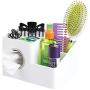 mDesign Square Facial Tissue Boxes Cover Holder, Storage Organizer Caddy for Bathroom Vanity Countertop, Bedroom Dresser, Night Stand, Desk, Table - Holds Makeup, Toiletries, Pens - 2 Pack - White/Satin