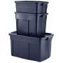 Rubbermaid Roughneck Storage Tote, 10 Gal, Dark Indigo Metallic, Pack of 8, Rugged, Reusable, Stackable, Container
