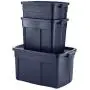 Rubbermaid Roughneck Storage Tote, 10 Gal, Dark Indigo Metallic, Pack of 8, Rugged, Reusable, Stackable, Container Rubbermaid Roughneck Storage Tote, 10 Gal, Dark Indigo Metallic, Pack of 8, Rugged, Reusable, Stackable, Container