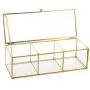 Feyarl Gold Glass Jewelry Trinket Boxes Storage Container Ring Earring Holder Clear Glass Decorative Boxes Beauty Display