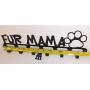 Dog Leash Wall Hanger Fur Mama Satin Black Texture color Handmade in USA