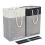 DECOMOMO 85.8L XL Laundry Hamper Basket with Extra Long Adjustable Rope Handles - Collapsible Fabric Storage Bin - Foldable Storage Basket for Clothes & Toys (Black and White, 2)