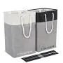 DECOMOMO 85.8L XL Laundry Hamper Basket with Extra Long Adjustable Rope Handles - Collapsible Fabric Storage Bin - Foldable Storage Basket for Clothes & Toys (Black and White, 2)