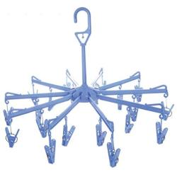 Plastic Foldable Underwear Hanging Dryer Clothes Clips Hanger Drying Rack (Blue)