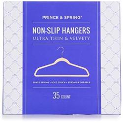 Prince & Spring - Premium Heavy Duty Non-Slip Ultra Thin 35 Pack Clothes Hanger - Ivory Velvet