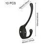 PietyDeko 15 Pieces Double Prong Robe Hook Cloth Hanger and 10 Pieces Heavy Duty Dual Coat Hooks Wall Mounted with Screws