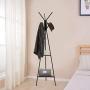 Pratcgoods Entryway Coat Rack Stand Coat Tree Hall Free Standing Industrial Hall Tree Floor Coat Rack Clothes Hanger with 2 Shelves for Bedroom Office Hallway Entryway