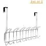 Minggoo Over The Door 13-Hook Rack Heavy-Duty Set of 2, Wall Mounted Coat Rack，Door Clothes Hanger for Living Room, Cloakroom, Bathroom, Chrome Finish