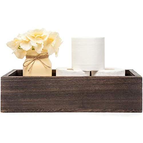 Mkono Bathroom Decor Boxes Toilet Paper Holder Wood Tank Boxes Storage Bin Basket with Mason Jar and Silk Flower Bathroom Kitchen Table Counter Funny Farmhouse Rustic Fall Home Decor