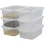 Jekiyo Small Clear Storage Boxes with Lid, Plastic Bin for Office Supplies, 9.3&quotx6.6&quotx3.5" (6 Packs)