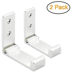 Coat Rack Wall Mounted, Foldable Towel Wall Hanger Hooks Retractable Hook Folding Wall Rack Hook Holder for Clothes - Utility Hooks - Space Aluminum - 2 Pack (Silver)