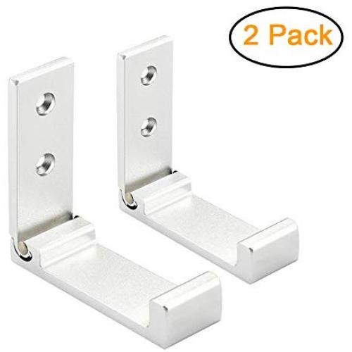 Coat Rack Wall Mounted, Foldable Towel Wall Hanger Hooks Retractable Hook Folding Wall Rack Hook Holder for Clothes - Utility Hooks - Space Aluminum - 2 Pack (Silver)