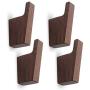 Pack of 4, Simple Style, Natural Black Walnut Wood Coat Hooks, Wall Mounted Modern Single Organizer Hangers, Wooden Hook Handmade Craft Clothes Hat Hanger Towel Umbrella Rack