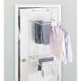 mDesign Long Metal Lightweight Over Door Laundry Drying Rack Organizer, 2 Tiers - for Indoor Air Drying and Hanging Clothing, Towels, Lingerie, Hosiery, Delicates - Folds Compact