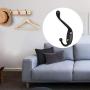 uxcell 24pcs Dual Wall Hooks Zinc Alloy Wall Mounted Coat Hat Key Double Robe Hooks Clothes Hanger Holder w Screws Black