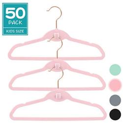 AINARE 50pcs Velvet Hangers,Velvet Kid Hanger,Gold Velvet Hangers Kids,Hanger Kid Velvet,Cascading Velvet Hangers,Velvet Hangers Cascade,Plastic Hangers (Pink)