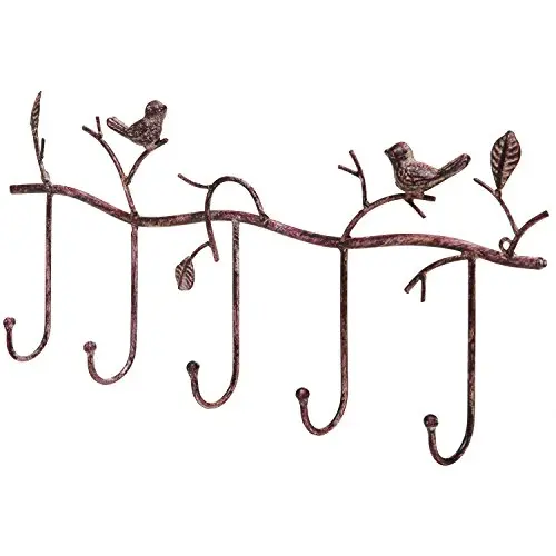 Decorative Rustic Tree Branch & Birds Wall Mounted Metal 5 Coat Hook Clothing/Towel Hanger Storage Rack Decorative Rustic Tree Branch & Birds Wall Mounted Metal 5 Coat Hook Clothing/Towel Hanger Storage Rack