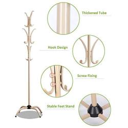 Hylotele Coat Rack Clothes Tree Coatrack Hat Hanger Hallstand Clothes Hat Tree Rack Free Standing Simple Fashion Hat and Coat Stand with 6 Hooks 4 Feet Base for Kitchen Bathroom Bedroom Office