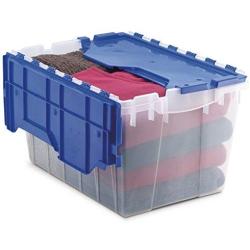 Akro-Mils 98486CLDBL 12-Gallon Plastic Storage KeepBox with Attached Lid, 21-1/2" by 15" by 12-1/2", Semi Clear, Pallet of 48