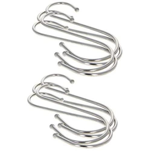 MroMax Stainless Steel S Hooks 4.92'' x 2.17''(L x W), S Shaped Hook Hangers for Kitchen Bathroom Bedroom Storage Room Office Outdoor Multiple Uses, Silver 8pcs