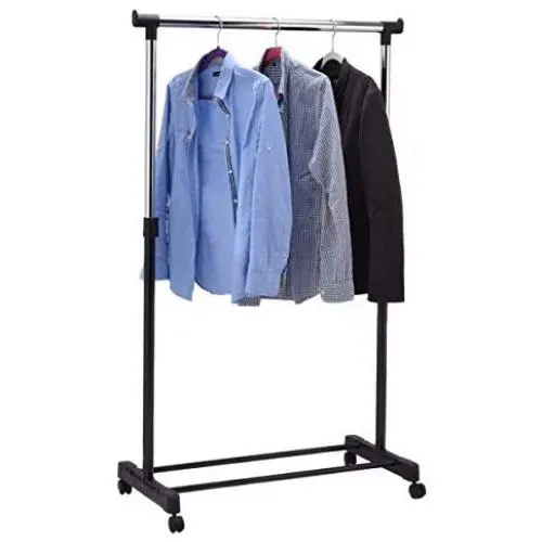 Cypress Shop Garment Rack Cloth Hanger Rolling Single Rail Rack 3 Tiers Heavy Duty Laundry Clothing Rack Hanging Bar Stainless Steel Pipe Adjustable Garment Hanger Clothing Drying Dryer Home Furniture