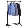 Cypress Shop Garment Rack Cloth Hanger Rolling Single Rail Rack 3 Tiers Heavy Duty Laundry Clothing Rack Hanging Bar Stainless Steel Pipe Adjustable Garment Hanger Clothing Drying Dryer Home Furniture