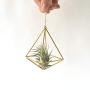 Hanging air plant holder, mobile Himmeli, gold plant hanger, air plant geometric planter, airplant display, home decor gift, octahedron 01